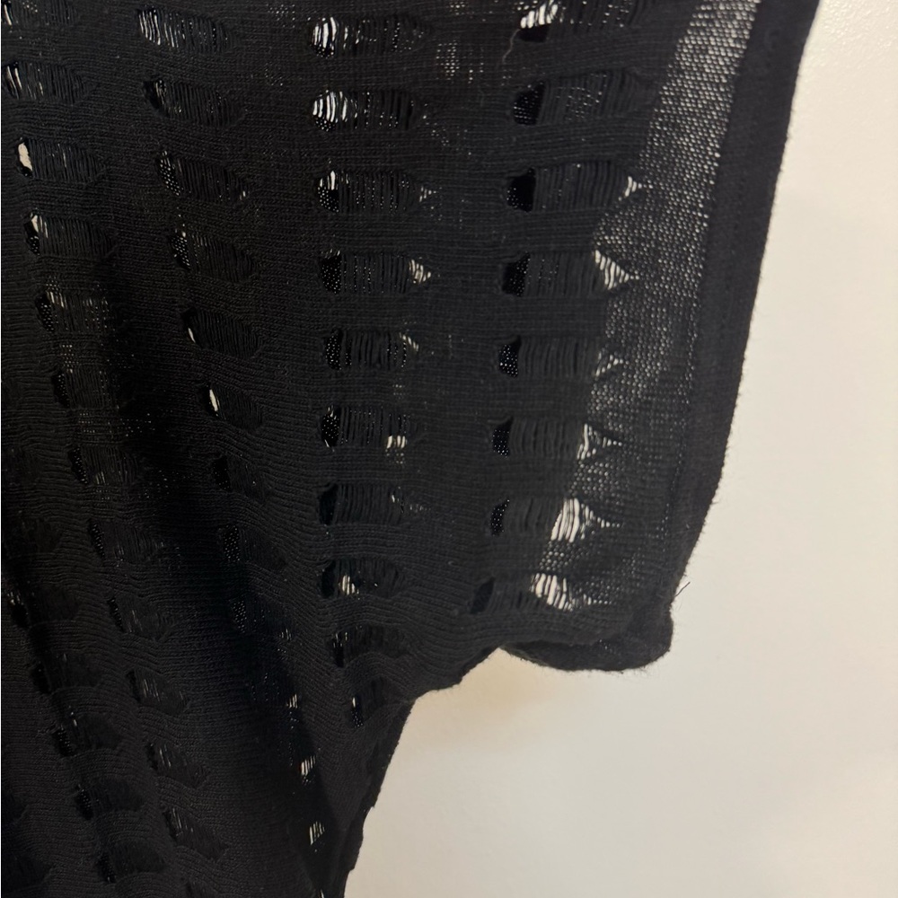 Women's Black Open Knit Sweater - Picture 4 of 8